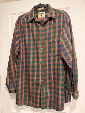 Vintage Great Plains Green Plaid Button-Up Shirt size XL